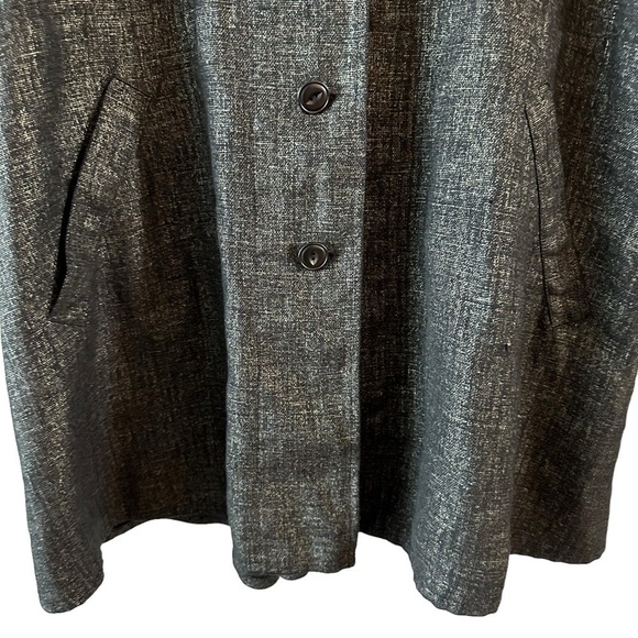 NWOT FLAX 100% linen long sleeve duster jacket grey-black boho classic oversized - Picture 4 of 16